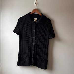 LL Bean cable knit short sleeve cardigan